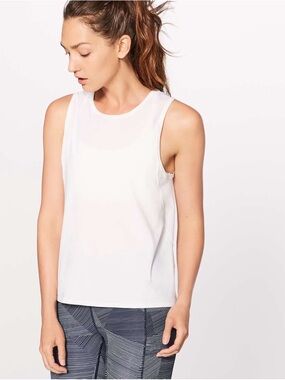 Lululemon Women's White Sleeveless Run On Performance Tank Top